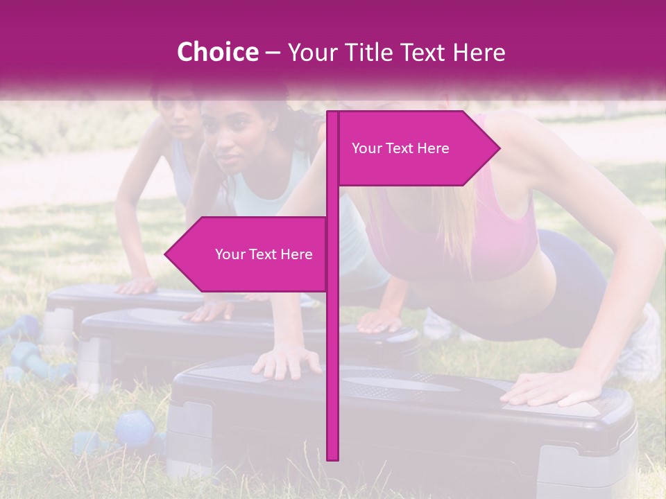 A Group Of Women Doing Push Ups In A Park PowerPoint Template
