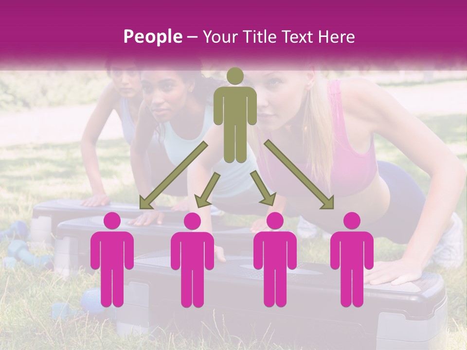 A Group Of Women Doing Push Ups In A Park PowerPoint Template