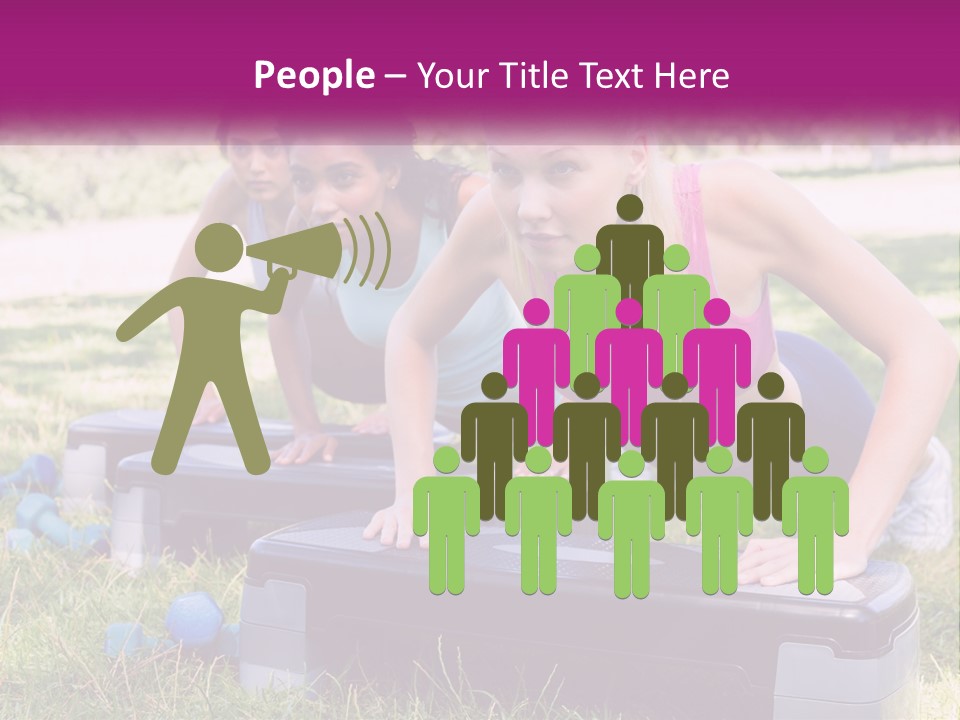 A Group Of Women Doing Push Ups In A Park PowerPoint Template