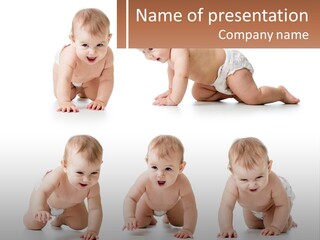 A Baby In A Diaper Crawling On The Ground PowerPoint Template