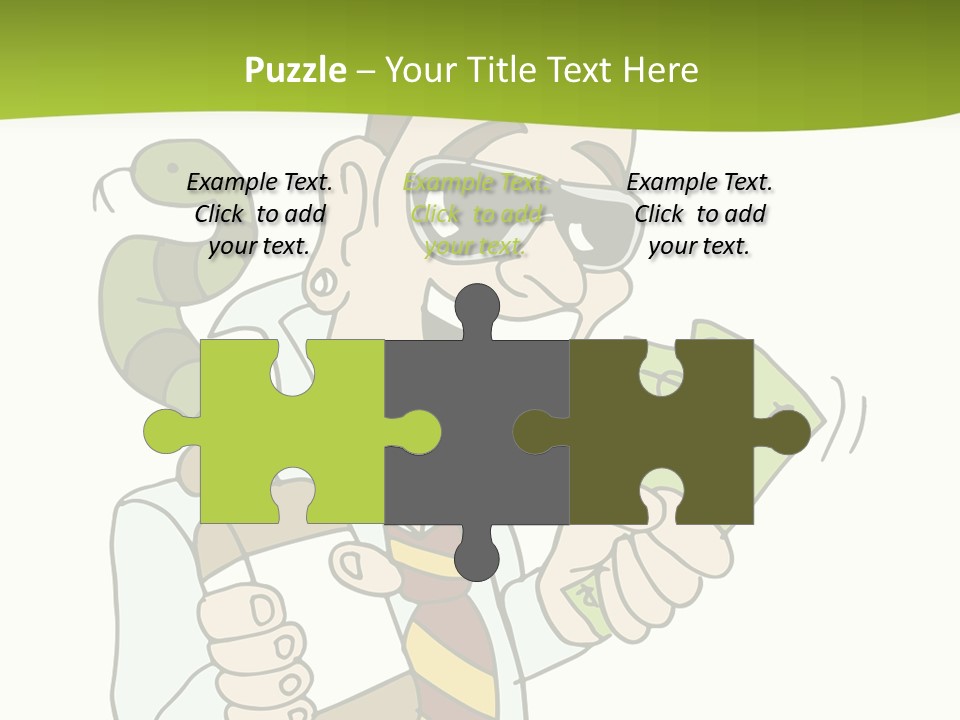 A Man In A Tie Holding Money And A Snake PowerPoint Template