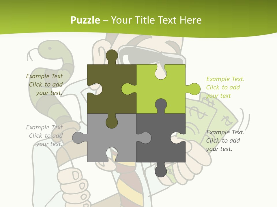 A Man In A Tie Holding Money And A Snake PowerPoint Template