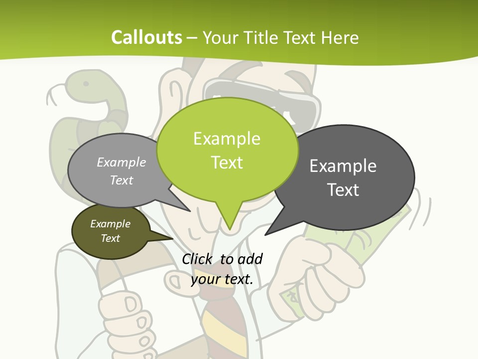 A Man In A Tie Holding Money And A Snake PowerPoint Template