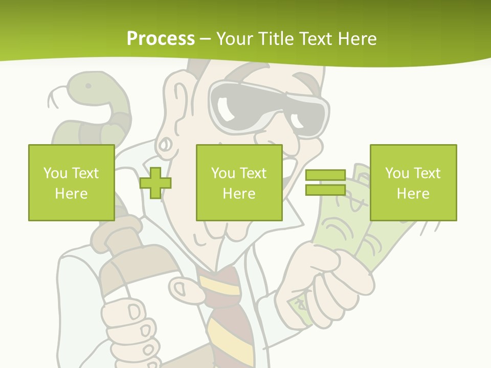 A Man In A Tie Holding Money And A Snake PowerPoint Template