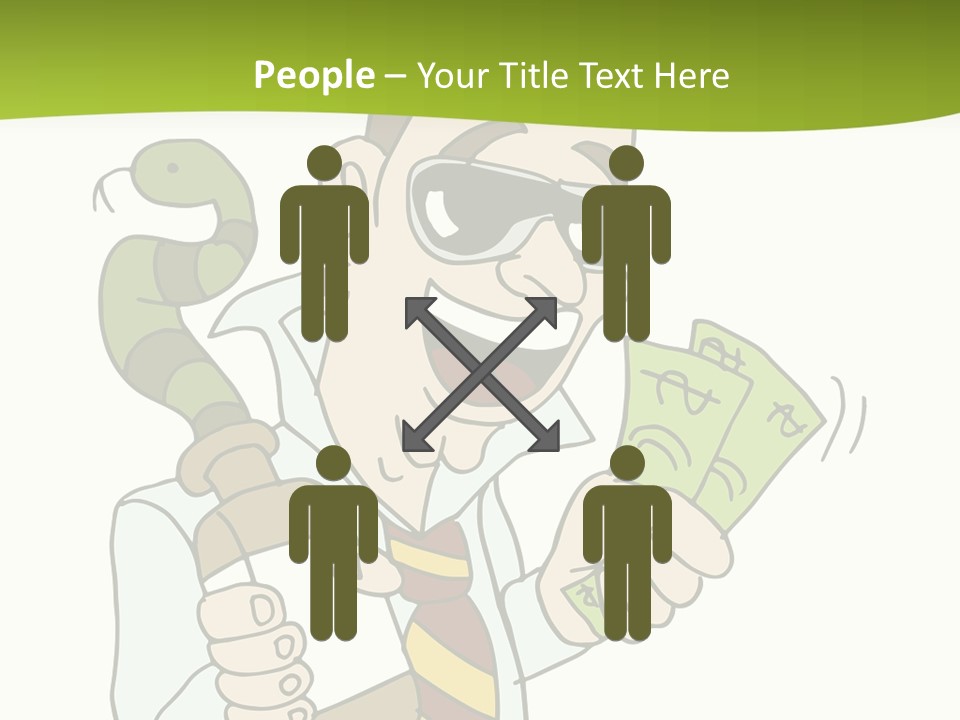 A Man In A Tie Holding Money And A Snake PowerPoint Template