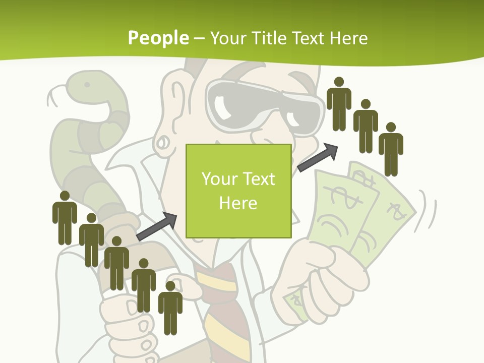 A Man In A Tie Holding Money And A Snake PowerPoint Template