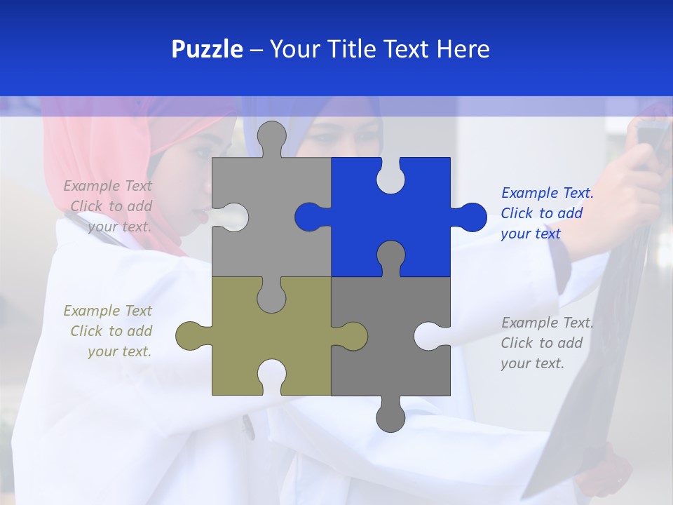 Two Women In Hijabs Are Looking At Something PowerPoint Template