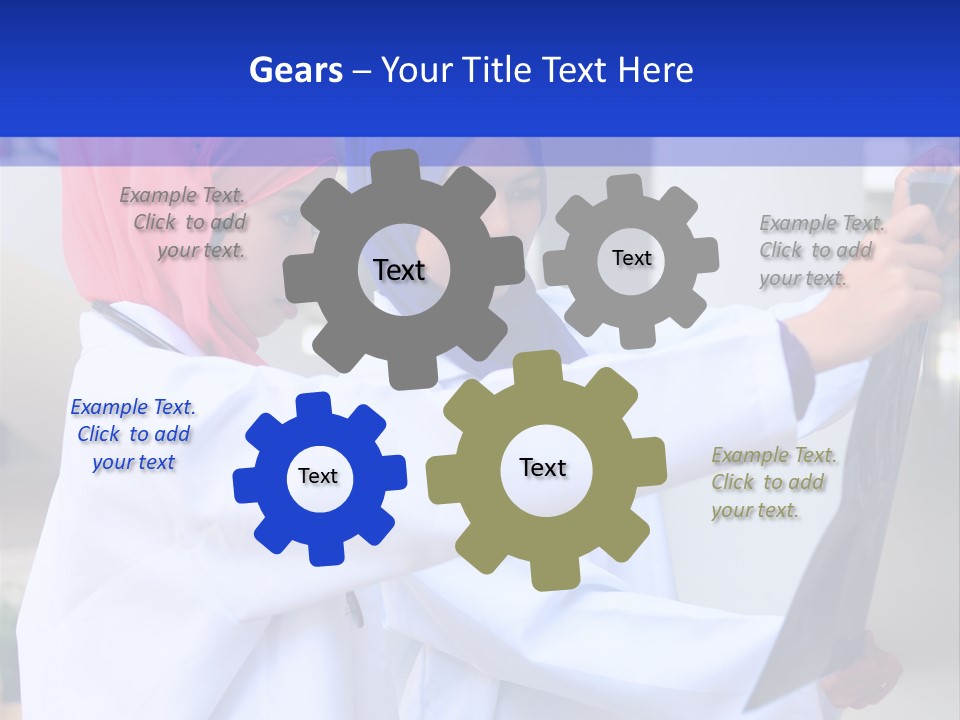 Two Women In Hijabs Are Looking At Something PowerPoint Template