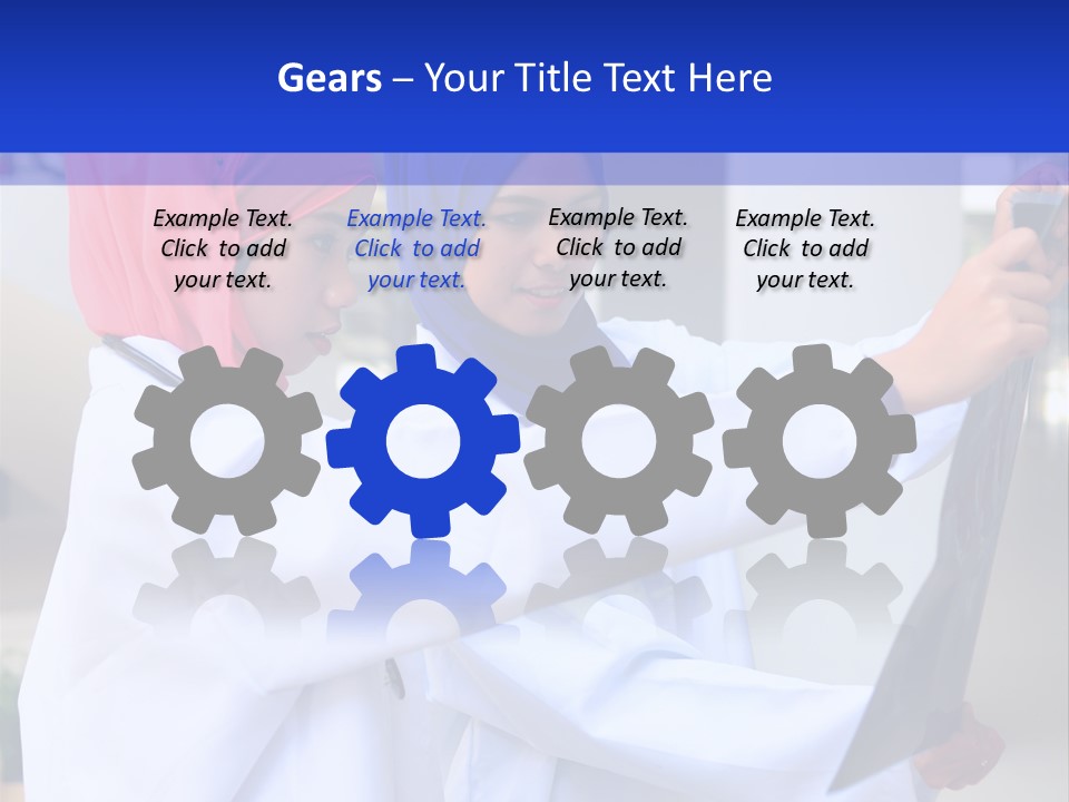 Two Women In Hijabs Are Looking At Something PowerPoint Template