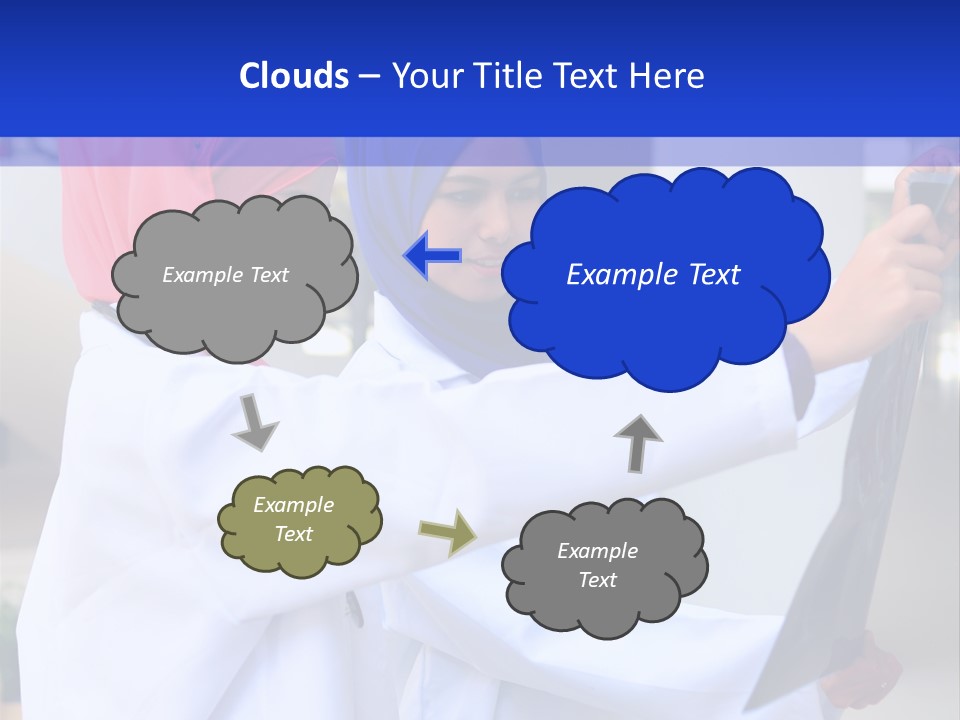 Two Women In Hijabs Are Looking At Something PowerPoint Template