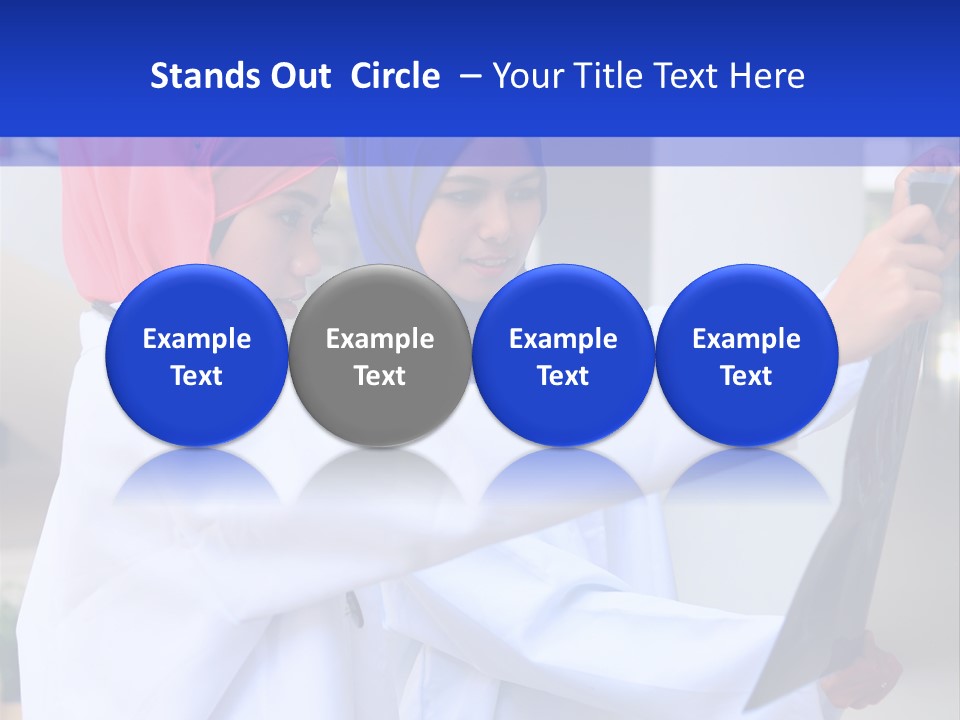 Two Women In Hijabs Are Looking At Something PowerPoint Template