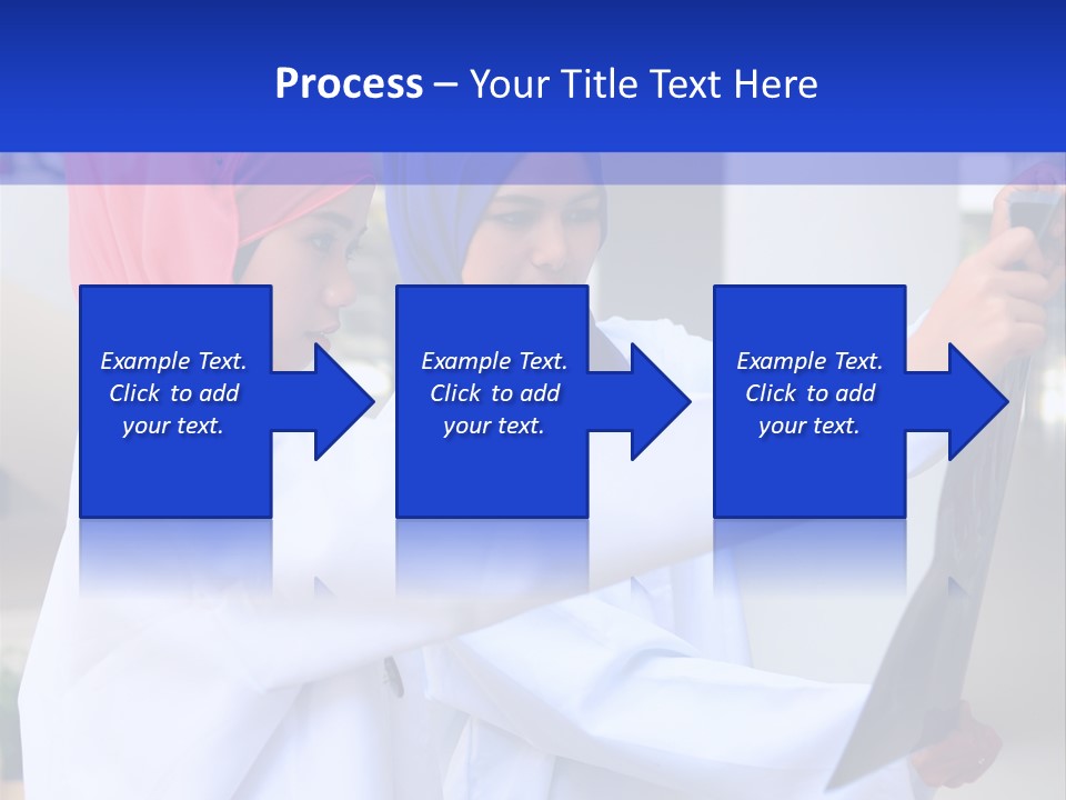 Two Women In Hijabs Are Looking At Something PowerPoint Template
