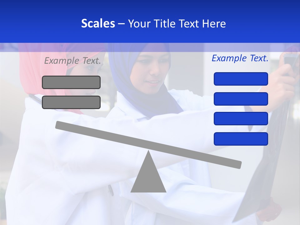 Two Women In Hijabs Are Looking At Something PowerPoint Template