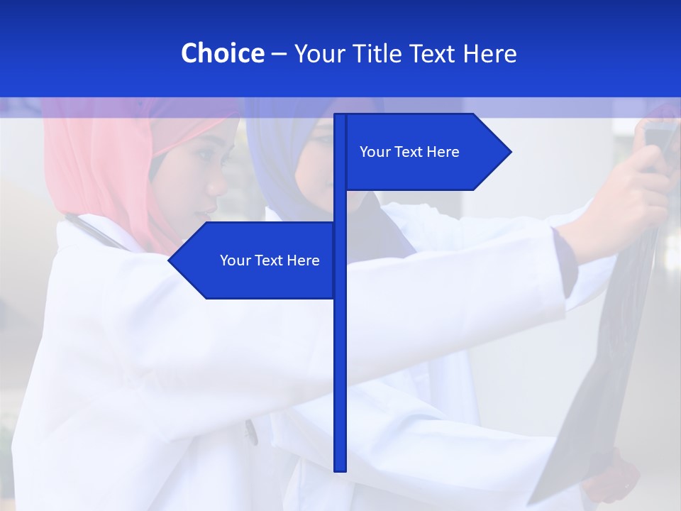Two Women In Hijabs Are Looking At Something PowerPoint Template