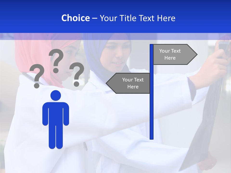 Two Women In Hijabs Are Looking At Something PowerPoint Template