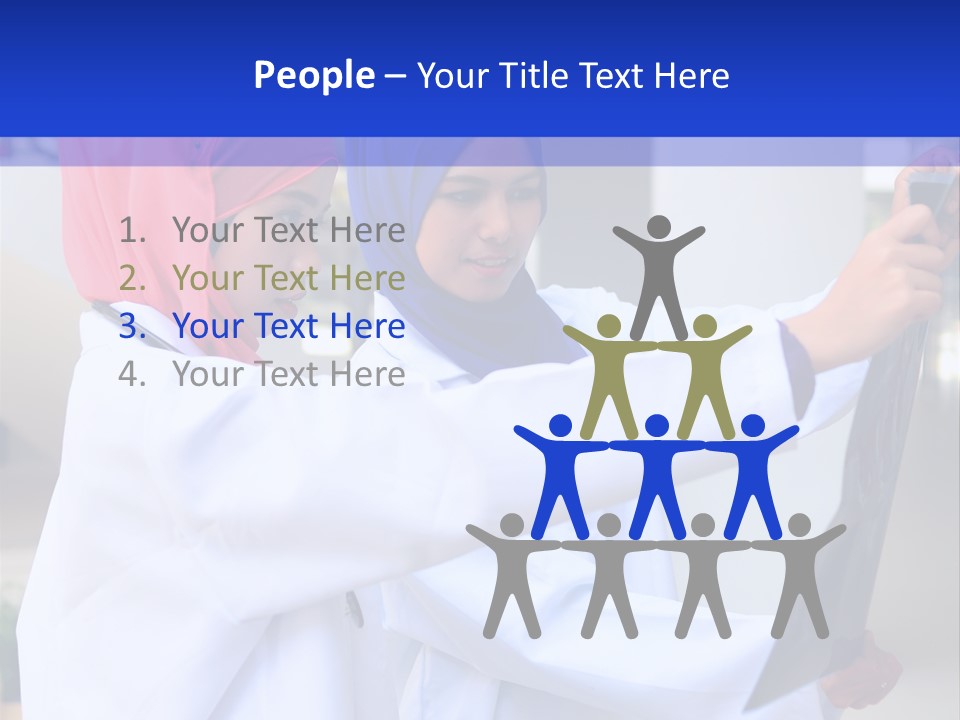 Two Women In Hijabs Are Looking At Something PowerPoint Template