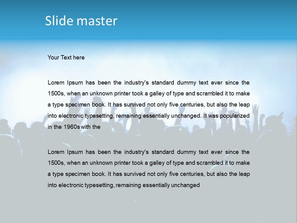 A Crowd Of People At A Concert With Their Hands In The Air PowerPoint Template