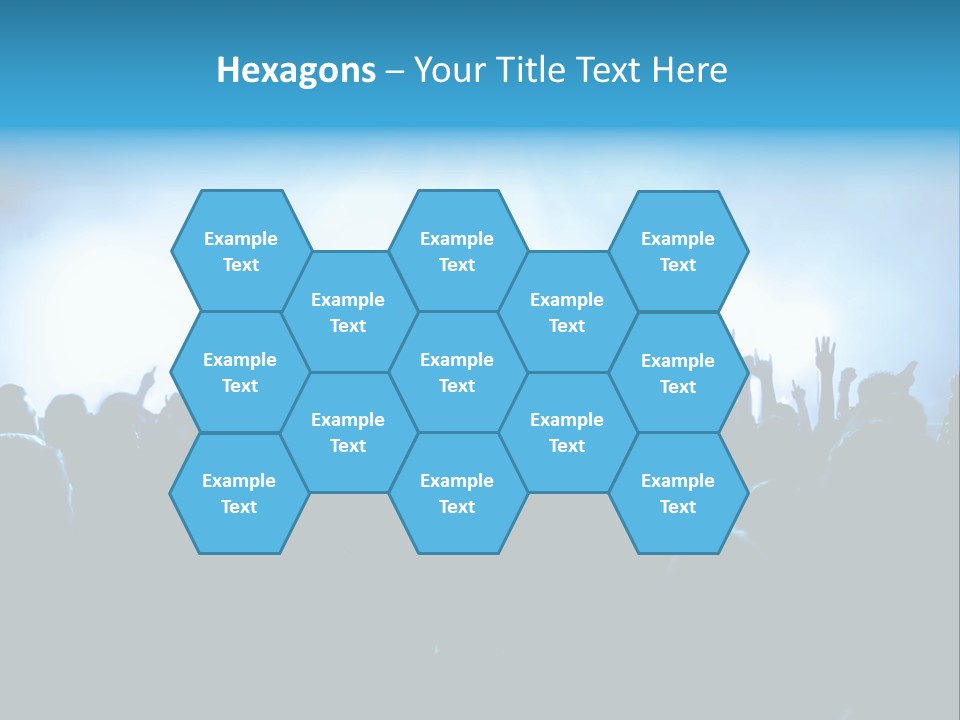 A Crowd Of People At A Concert With Their Hands In The Air PowerPoint Template