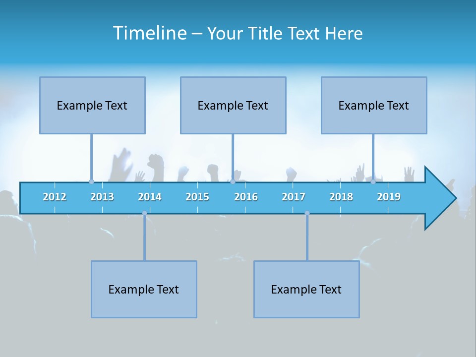 A Crowd Of People At A Concert With Their Hands In The Air PowerPoint Template