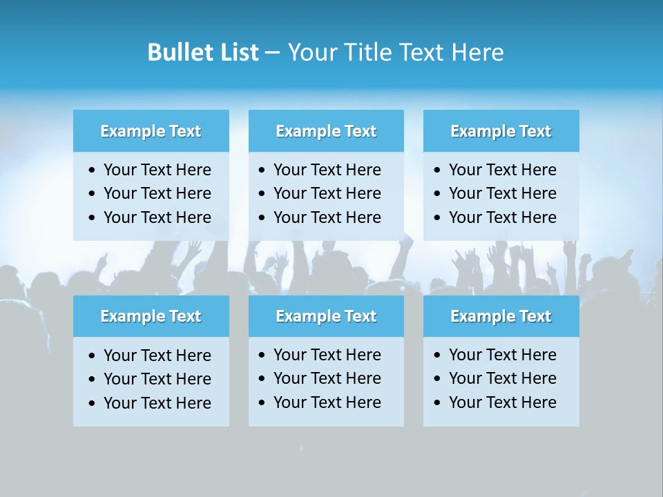 A Crowd Of People At A Concert With Their Hands In The Air PowerPoint Template