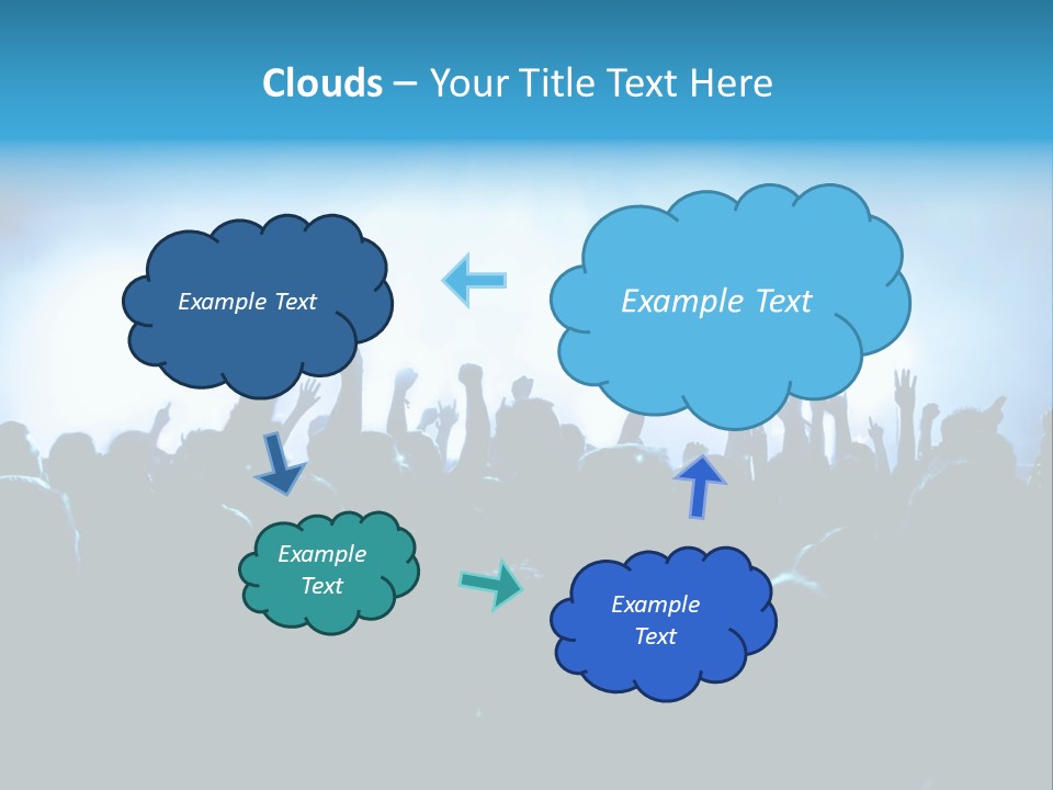 A Crowd Of People At A Concert With Their Hands In The Air PowerPoint Template