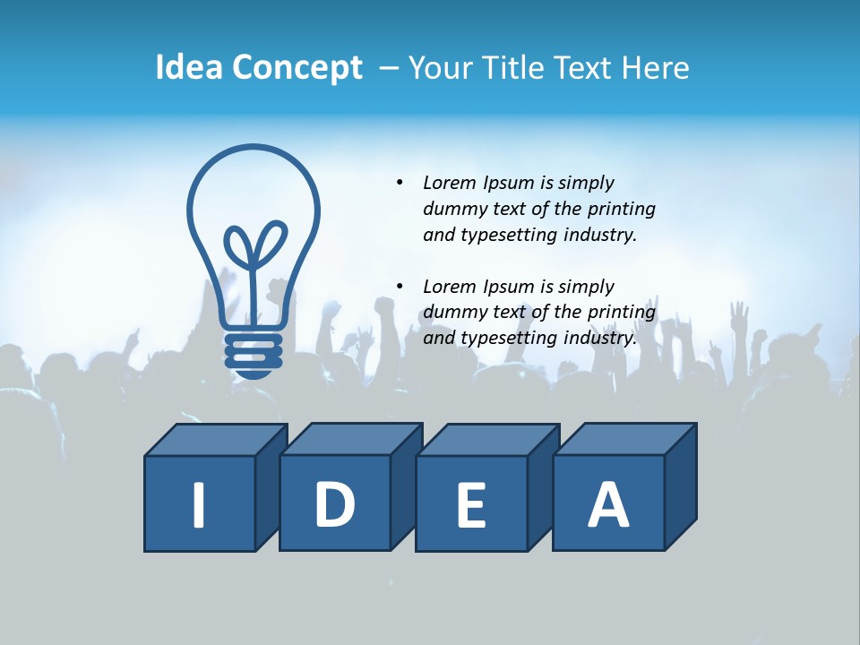 A Crowd Of People At A Concert With Their Hands In The Air PowerPoint Template