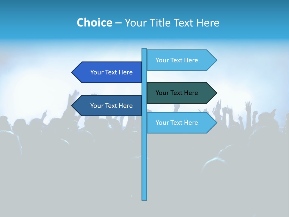 A Crowd Of People At A Concert With Their Hands In The Air PowerPoint Template