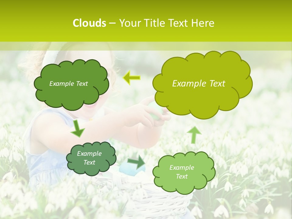 A Little Girl Sitting In The Grass With A Bunny Ears On Her Head PowerPoint Template