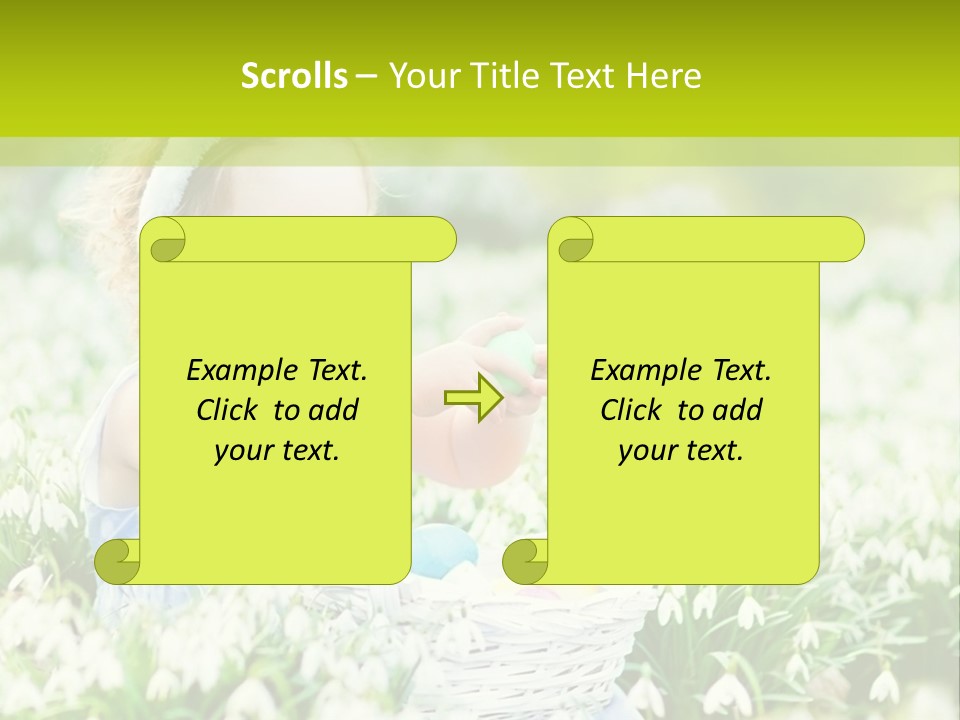A Little Girl Sitting In The Grass With A Bunny Ears On Her Head PowerPoint Template
