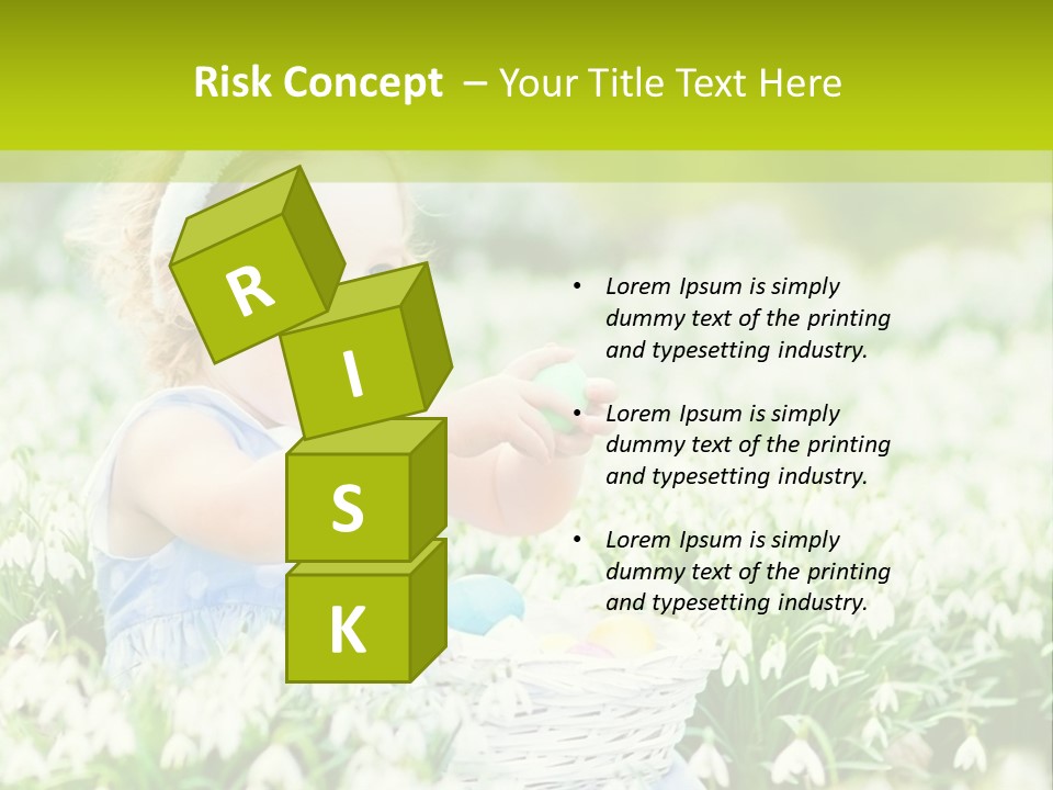 A Little Girl Sitting In The Grass With A Bunny Ears On Her Head PowerPoint Template