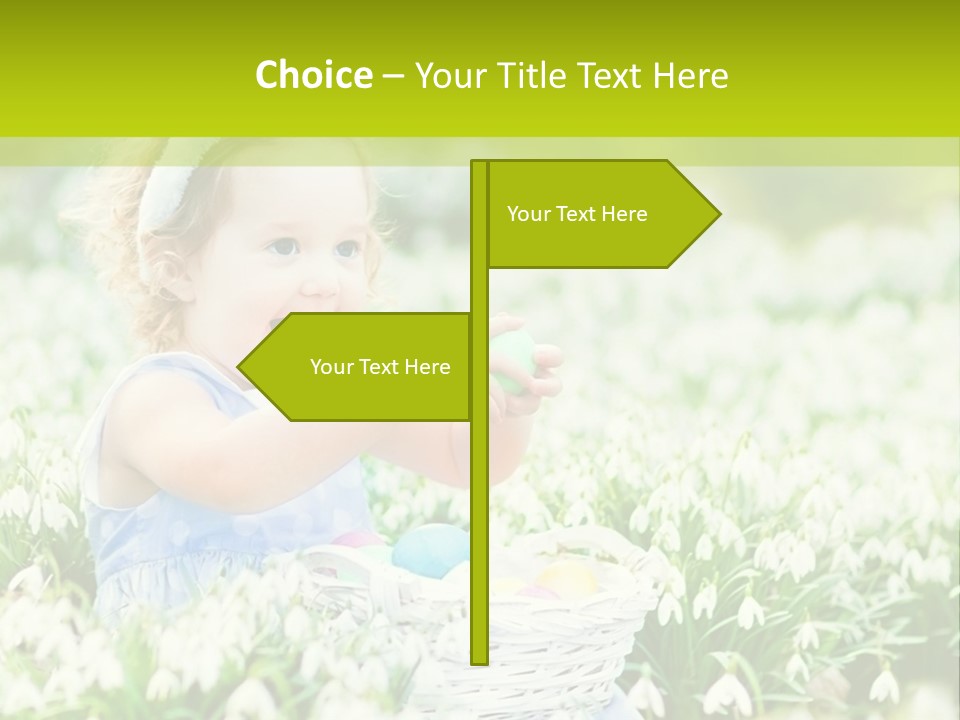 A Little Girl Sitting In The Grass With A Bunny Ears On Her Head PowerPoint Template