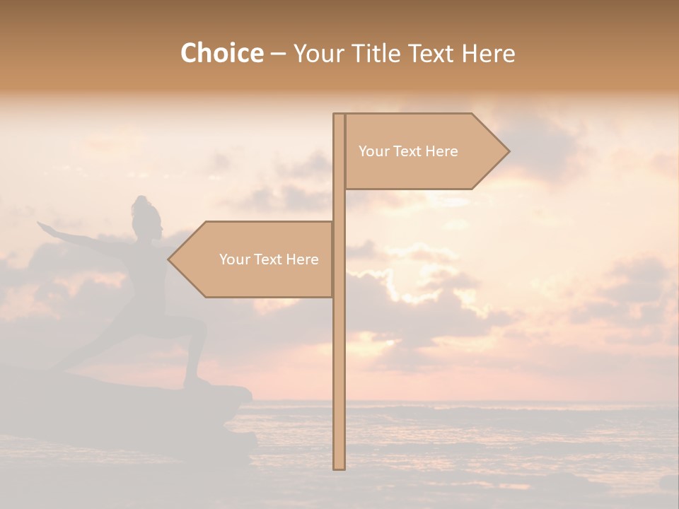 A Woman Doing Yoga On The Beach At Sunset PowerPoint Template
