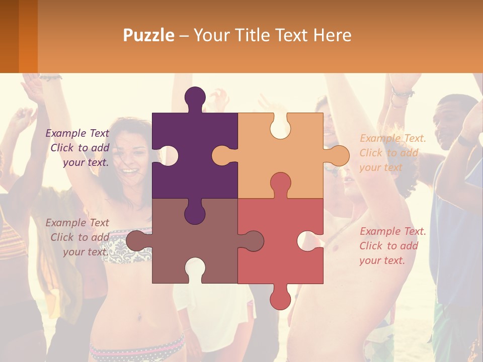 A Group Of People Standing On Top Of A Beach PowerPoint Template