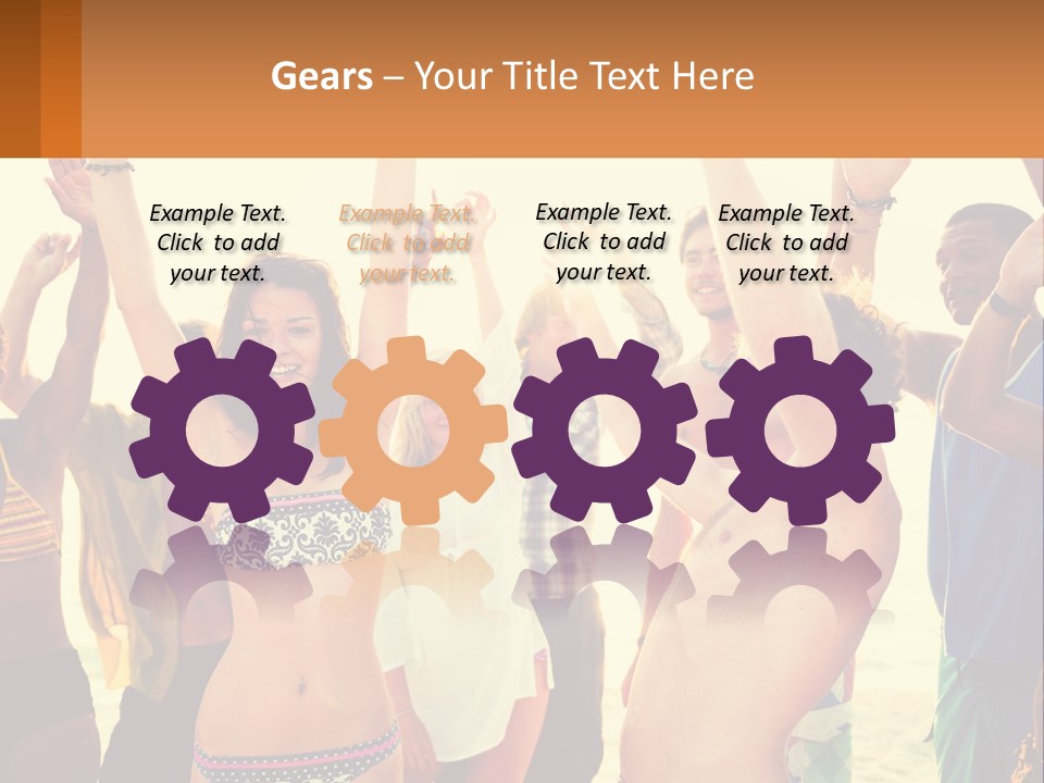 A Group Of People Standing On Top Of A Beach PowerPoint Template