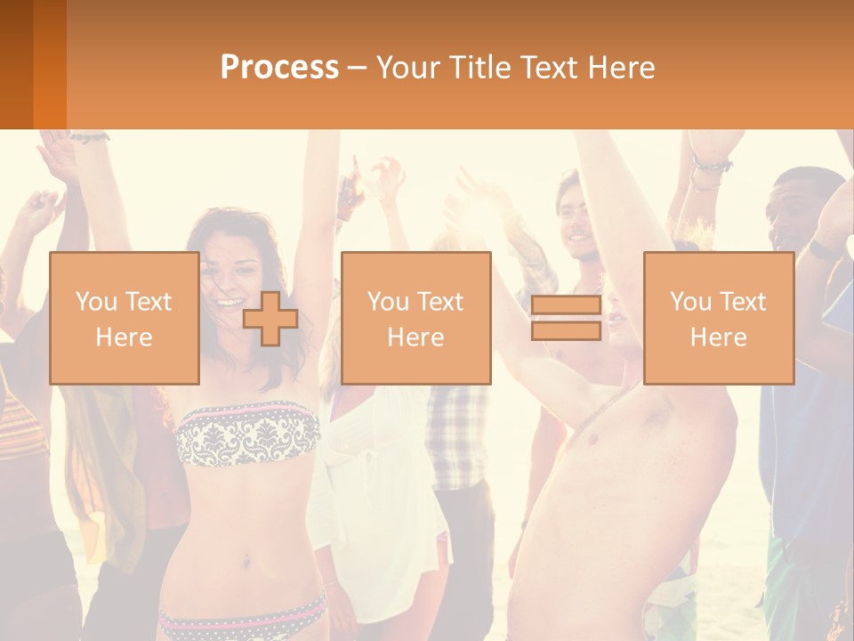 A Group Of People Standing On Top Of A Beach PowerPoint Template