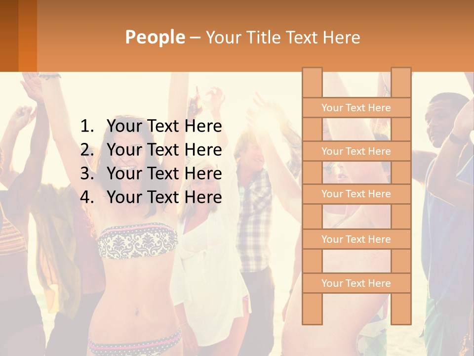 A Group Of People Standing On Top Of A Beach PowerPoint Template