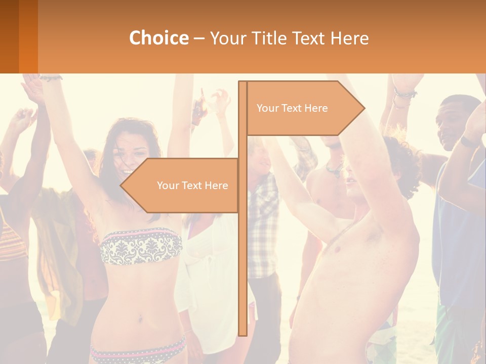 A Group Of People Standing On Top Of A Beach PowerPoint Template