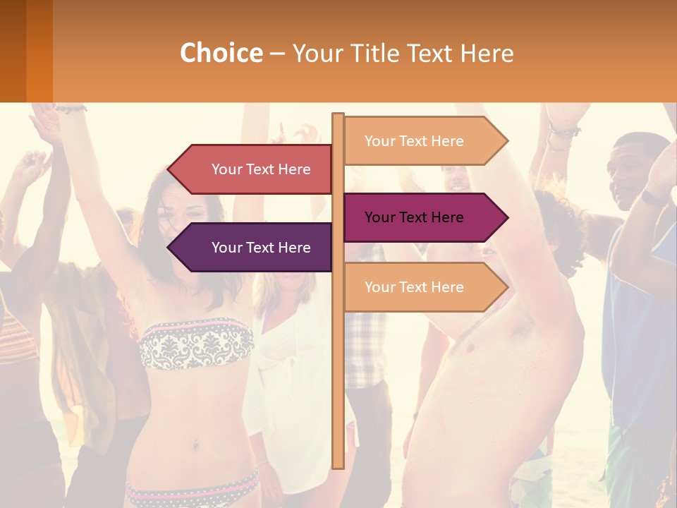 A Group Of People Standing On Top Of A Beach PowerPoint Template