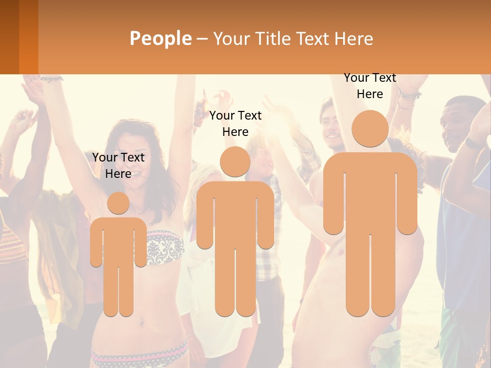 A Group Of People Standing On Top Of A Beach PowerPoint Template