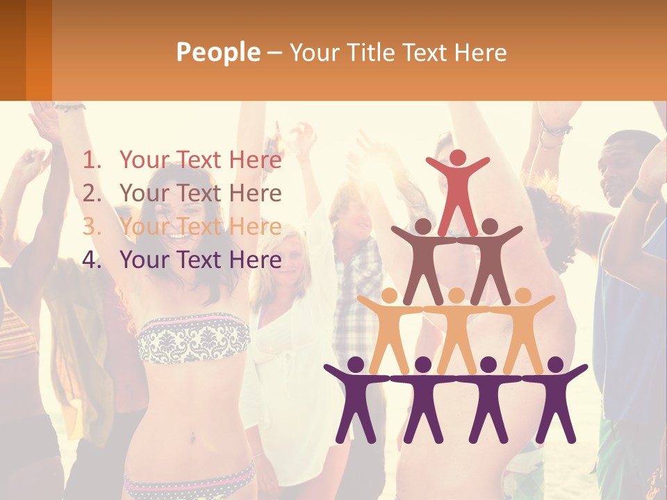 A Group Of People Standing On Top Of A Beach PowerPoint Template