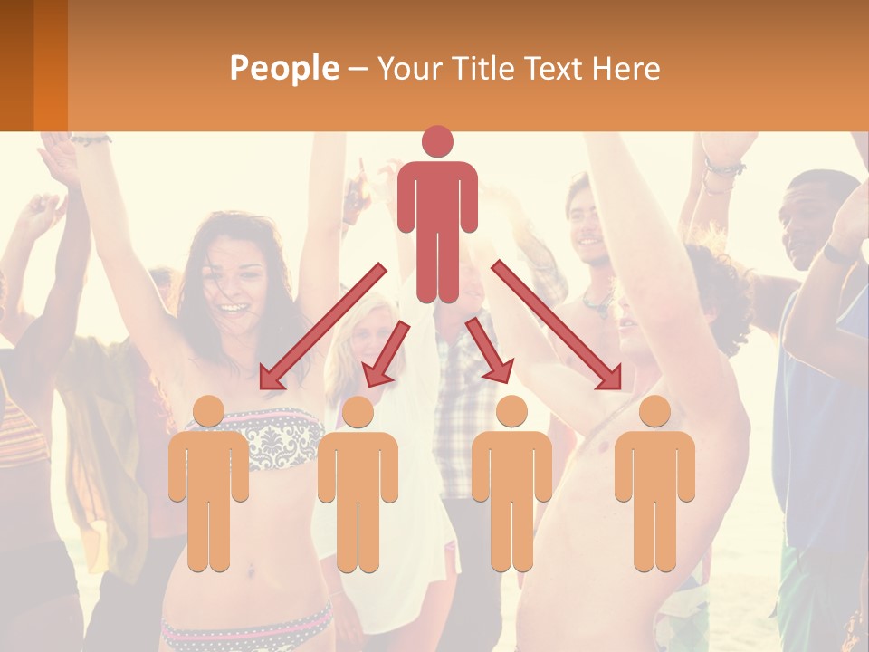 A Group Of People Standing On Top Of A Beach PowerPoint Template