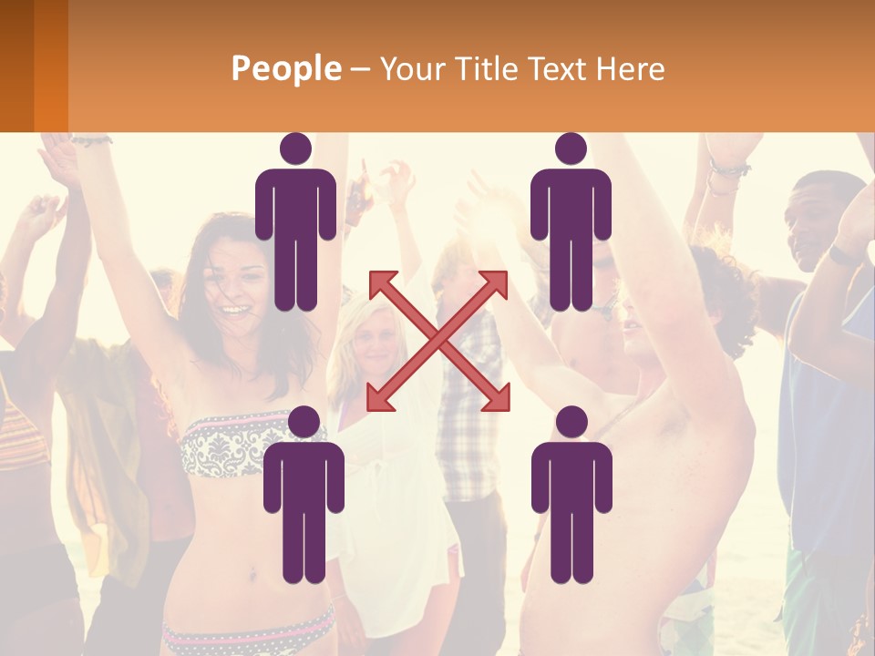 A Group Of People Standing On Top Of A Beach PowerPoint Template