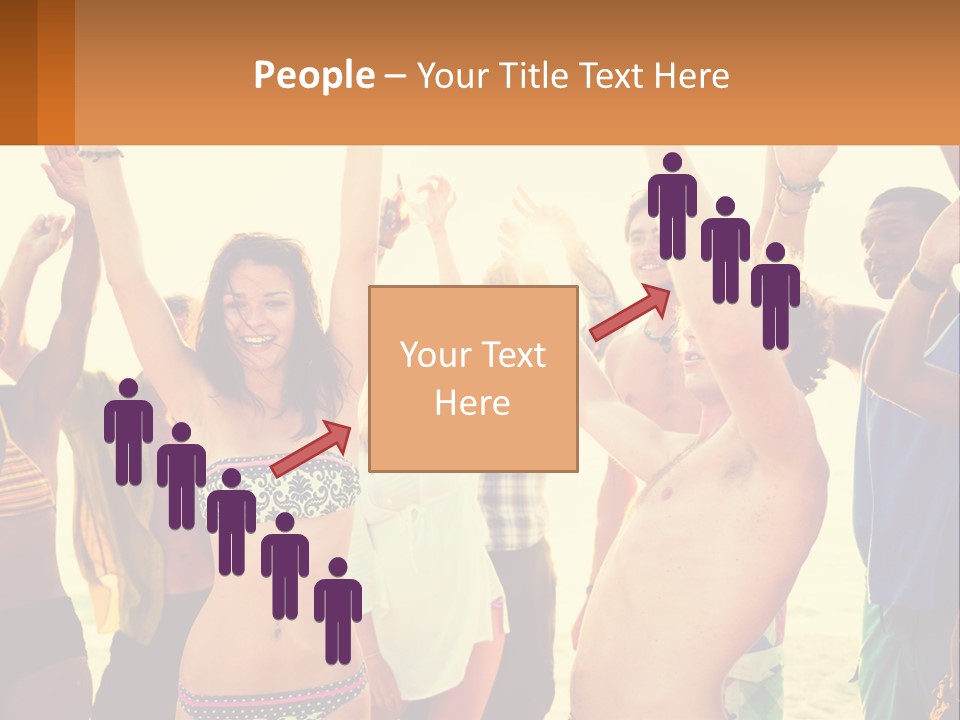 A Group Of People Standing On Top Of A Beach PowerPoint Template