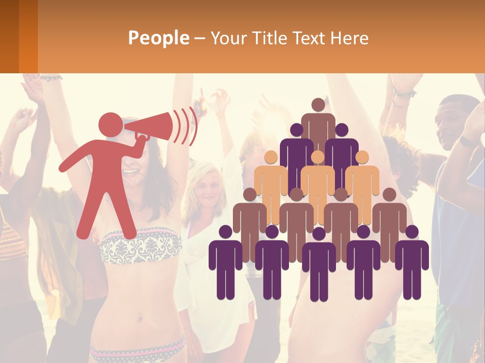 A Group Of People Standing On Top Of A Beach PowerPoint Template