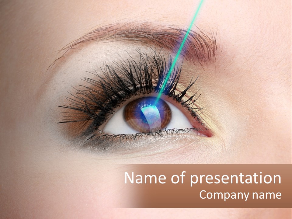 A Woman's Eye With Long Lashes And Blue Eyeliner PowerPoint Template