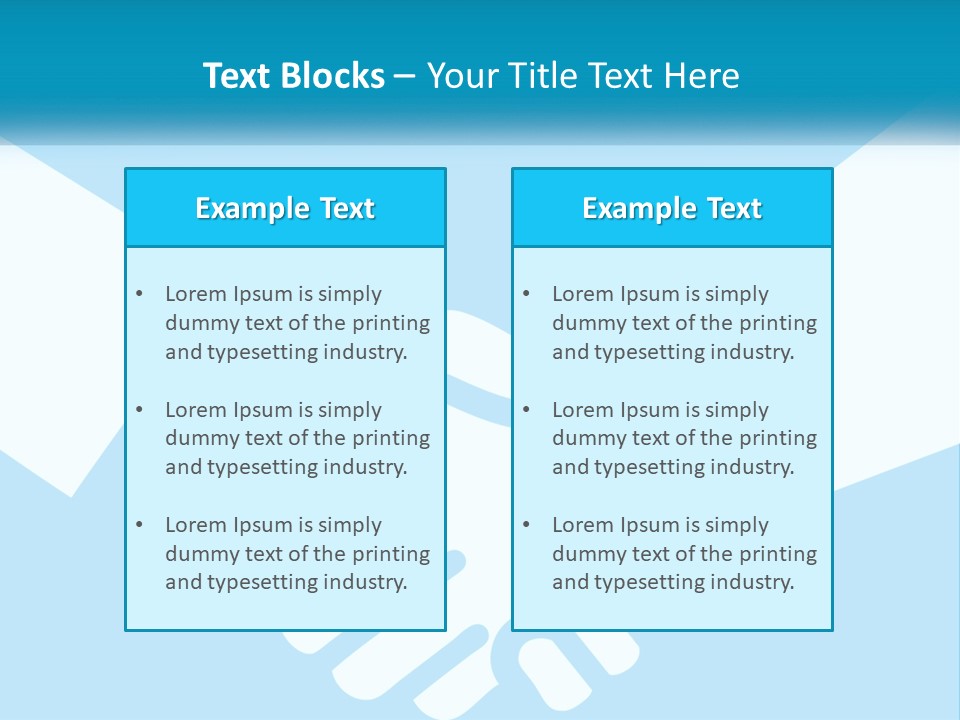 Two Hands Shaking Each Other Over A Blue Background PowerPoint Template