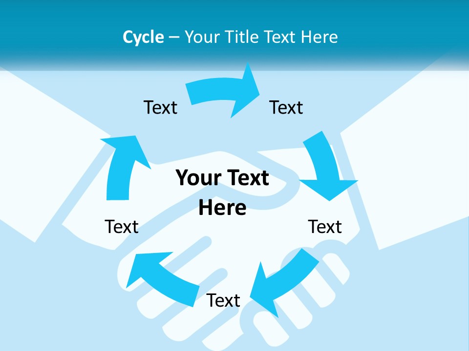 Two Hands Shaking Each Other Over A Blue Background PowerPoint Template