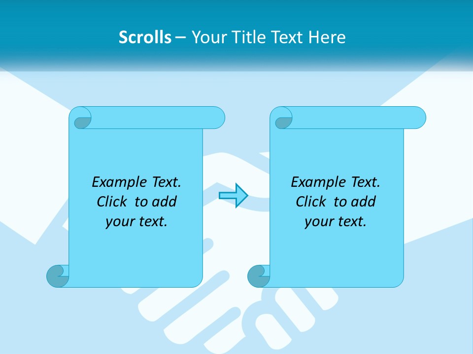 Two Hands Shaking Each Other Over A Blue Background PowerPoint Template