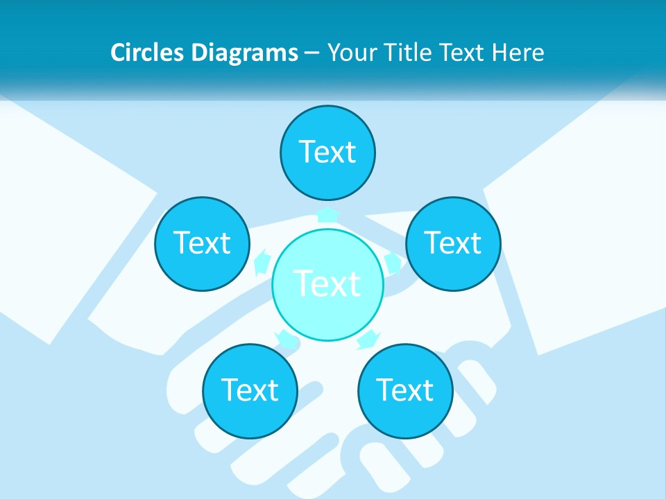 Two Hands Shaking Each Other Over A Blue Background PowerPoint Template