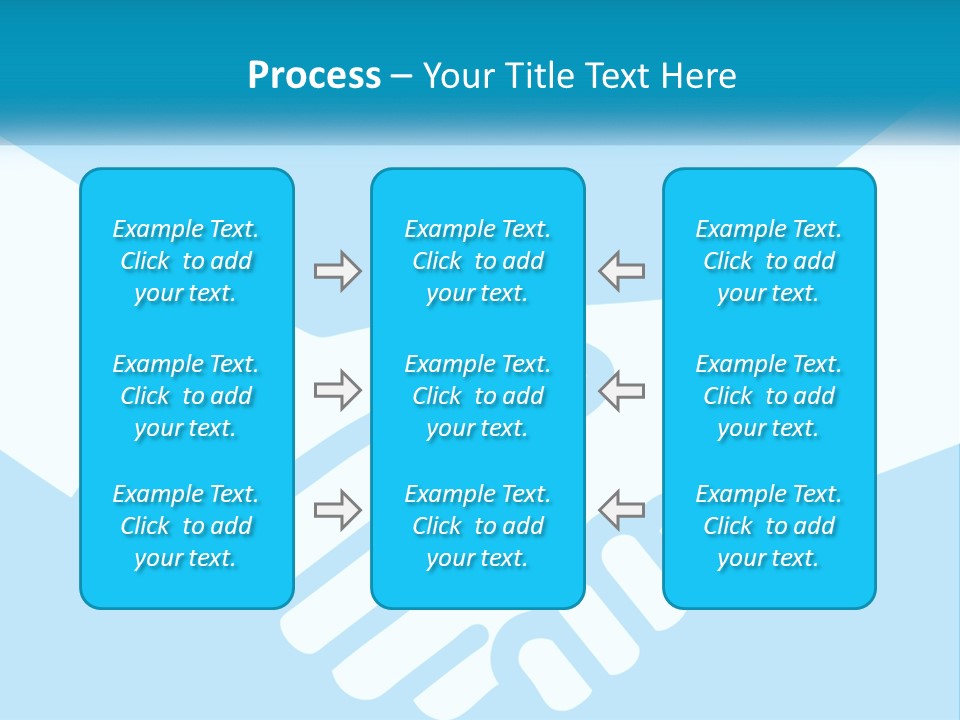 Two Hands Shaking Each Other Over A Blue Background PowerPoint Template